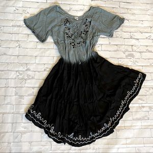 Ombré A line dress black and grey gray one size